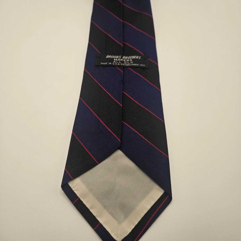 Brooks Brothers Makers 100% Silk Tie Navy Black Red Repp Stripe Made in USA (A1) - Picture 6 of 9